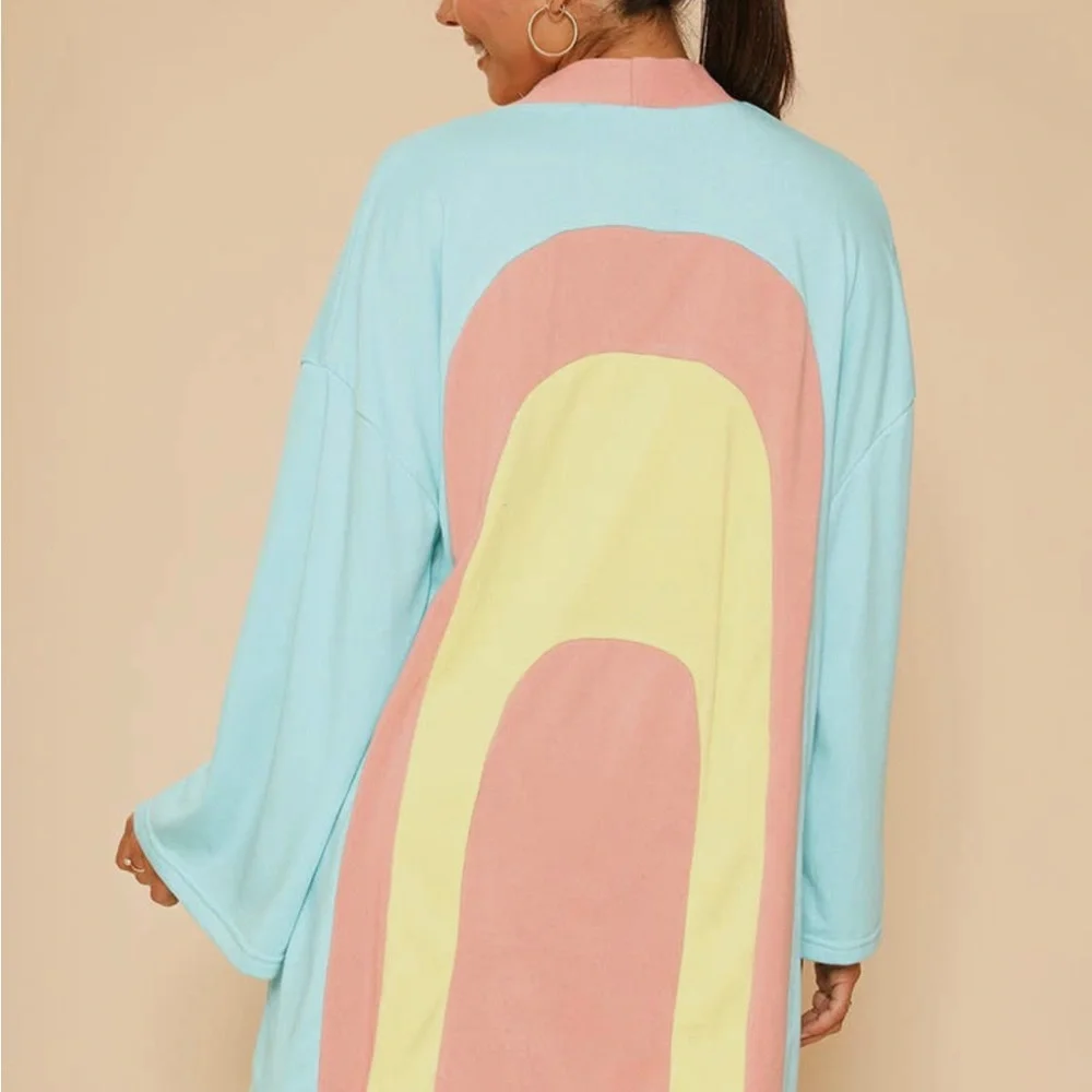 Bathrobe Arch Motif Retro Design Robe Brand New  Terry Cloth Multi Color Robe - Picture 4 of 4